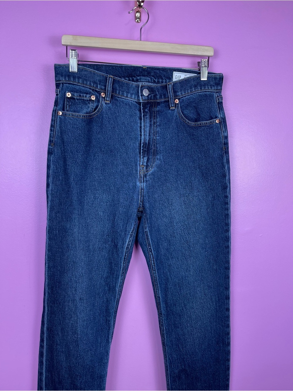 GAP High Rise '90s Slim Straight Jeans Women's 30 Tall Dark Indigo - Picture 7 of 15